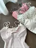 Camisola impresa de color contrastante dulce, tipo dos piezas, para mujer, con copas en el busto, moño estiloso y diseño sin espalda