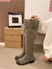 Botas altas de cuero suave hasta la rodilla para mujer, botas de moda vintage, nuevo estilo otoño e invierno 2026, con hebilla de cinturón, tacón grueso, versátiles botas de montar