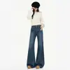 Chizhi#Moda Coreana Jeans Elástico Micro-flare Feminino Solto Emagrecedor Esconde Defeitos Caimento Casual Versátil Calças Longas