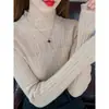 Camiseta básica de punto de cuello medio alto para mujer, nuevo estilo otoño e invierno 2026, suéter elegante para capa interior con diseño calado, top de tacto de alta gama