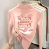Y2118# Camiseta con Forro Polar para Hombre, Mujer y Niño Otoño e Invierno con Camiseta de Cuello Semi Alto Manga Larga para Niños Medianos y Grandes Top Engrosado