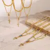 Collar Cruz de Zirconia de Acero Inoxidable Transfronterizo Europeo y Americano Más Vendido Multicapa para Mujer Joyería de Lujo Ligero Nicho de Gama Alta