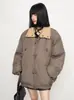 Chaqueta de Algodón Estilo Retro con Solapa y Múltiples Bolsillos para Hombres y Mujeres, Invierno Diseño Simple Espesor Doble Abrigo de Algodón para Pareja Ropa de Abrigo