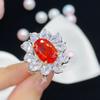Fanta Naranja Circonita Gama Alta Celebración en Vivo Nuevo Producto Color Dividido Turmalina Color Tesoro Anillo Abierto Completamente Diamantado para Mujer