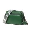 Bolso Pequeño Cuadrado Popular de Cuero Genuino Transfronterizo, Estilo Retro Europeo y Americano, Bolso Versátil de Hombro y Cruzado, Color Sólido Simple, Patrón Granulado, Piel de Vaca de Primera Capa
