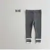 INS Inverno Forrado com Lã Roupas para Meninos e Meninas Slim-Fit Calças Roupas Infantis Listrado Colorido Gola Leggings
