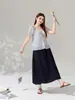 Falda Vaquera Elástica de Cintura Alta con Cordón, Corte en A para Mujer, Nueva Ropa para Mujer Tallas Grandes, Falda Media Adelgazante y Favorecedora 65553
