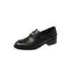 Sapatos Mocassins Femininos de Couro Bovino de Primeira Camada com Lavagem de Cor Vintage Desgastada e Design de Moeda, Slip-On Baixos Novo Estilo
