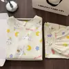 Novo Conjunto de Pijama Feminino de Algodão Nuvem Verão Manga Curta Gola Redonda Casual Plus Size Solto Roupa de Casa Feminina Peça Externa