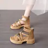 Sandalias Romanas para Niñas, Nuevo Estilo Verano 2026, Sandalias de Plataforma Alta con Agujeros y Correas Cruzadas para Niñas