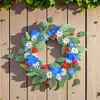 Guirnalda de Margaritas Frescas Transfronteriza Colgante de Puerta Festivo Simulación de Rama Seca Roja, Blanca y Azul Decoración Colgante de Pared Flores de Seda