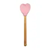 Espátula Criativa de Silicone em Formato de Coração Cabo Plano de Madeira de Faia Colher de Silicone Utensílios de Cozinha Domésticos Colher para Panela Ferramentas de Cozinha para Cozinhar