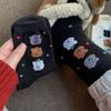 Calcetines de estilo coreano ins de moda con oso, coloridos, de media pantorrilla, para otoño e invierno, japoneses, lindos, versátiles, de felpa, calcetines de oso para mujer