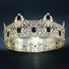 Concurso de Belleza Nupcial Europeo y Americano Corona Grande Tiara Reina Aleación Pedrería Corona Barroca Corona de Rey para Hombres Británicos