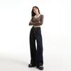 Jeans de Pierna Ancha Sueltos Color Azul Tannin para Mujer Otoño 2024 Nuevos Elásticos Adelgazantes Diseño Perezoso Pantalones de Mopa