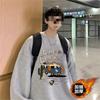 Suéter Masculino Gola Redonda High Street Estilo Costa Oeste Americana Retrô 2022 Nova Moda Marca Ins Ombro Caído Roupa Exterior Casaco