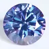Wuzhou Gema Cultivada Artificial Ab Colorida Redonda Moissanite Colorida Pedra Preciosa Azul Marinho Anel Joia Relógio Incrustação