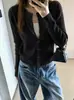 Cárdigan artístico vintage de punto trenzado para mujer, adecuado para primavera y otoño, suave y versátil, chaqueta suéter de un solo botón para mujeres petite