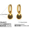 Nuevos pendientes de concha de vieira esmaltada en negro transfronterizos serie oceánica, pendientes de acero inoxidable estilo vacaciones de verano en la playa para mujer