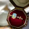 Anillo de Ópalo Natural, Anillo Ajustable de Plata con Ópalo, Piedra de Ópalo, Ópalo Blanco Africano, Ópalo Simple al por Mayor