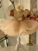Vestido Princesa para Meninas com Mangas Bufantes e Lantejoulas, Saia de Tule Fofa para Crianças Pequenas e Médias, Vestido de Aniversário, Fantasia para Apresentação Infantil