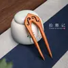 Palillo doble de madera de durazno pasador hecho a mano en forma de U cabeza de bola de pelo plato accesorios de ropa china de madera antigua una generación de letras para el cabello DIY