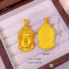 Colgante de Latón Chapado en Oro con el Carácter "" para la Paz Eterna, Colgante de Cabeza de Buda, Colgante Hueco de Buda Tathagata, Cadena para Suéter de Mujer, Sensación de Lujo Ligero y Gama Alta