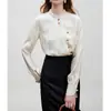 Nueva Camisa de Estilo Chino con Cuello Mao y Mangas Largas de Color Albaricoque para Mujer, Nuevo Modelo Primavera Temprana 2026, Top Elegante de Botones Sencillos y Corte Ajustado
