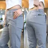Pantalones Casuales de Seda de Hielo de Secado Rápido para Hombre Moda Tendencia Pantalones Largos Ajustados Versátiles Finos Transpirables Pantalones Deportivos para Hombre Verano