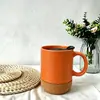 Caneca de Cerâmica com Base de Cortiça Caneca com Base de Cortiça Cerâmica com Tampa Fosca Caneca de Presente 350ML Copo em Estoque com Isolamento