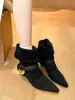 Botas da moda Retro Lad, estilo bico fino, lindas botas de cowboy, botas femininas western justas para outono e inverno, camurça plissada, nicho 2026