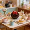 Tarta de Fresa Simulada Tienda de Panadería Juguete de Comida Modelo Escena en Miniatura Decoración Llavero DIY Pasador Piezas para Accesorios del Cabello