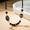 Cordão de Pingente Tecido à Mão Estilo Étnico Retrô Simples Dente de Tigre Conta Dzi Unissex Colar de Ágata Corda para Pendurar Thangka