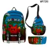 Mochila Escolar, Mochila, Estuche, Bolso de Hombro, Tres Piezas, Estampado de Jardín para Crecer, Nuevo, Transfronterizo, 3D