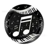 Bp021 Plato de Papel Nota Musical Fiesta Navideña Vajilla para 8 Personas Teclado Blanco y Negro Decoración Plato Desechable