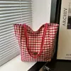 Bolso de hombro a cuadros retro de verano nuevo, bolsa de mano de nailon de gran capacidad, bolsa de lona, bolso de mano casual para estudiante