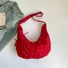 Bolso Relajado y Único de Lunares para Mujer, Nuevo Modelo 2026, Bolso de Hombro Cruzado de Gran Capacidad para el Trabajo, Bolso de Tela, Bolso Croissant