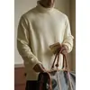 Suéter de Gola Alta Texturizado com Costelas em Lã Lyocell para Homens, Outono 2026 Estilo Old Money Tricô Casual com Costelas