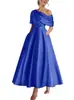 Vestido de Noche de Satén Estilo Europeo y Americano con Diseño de un Hombro Drapeado, Cintura Ceñida, Falda Línea A, Elegante Vestido de Banquete para Brindis de Novia 2026 para Fiestas