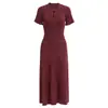 Nuevo Vestido Largo de Verano 2026 para Mujer Moda Europea y Americana Transfronterizo Cuello Redondo Manga Corta Calado Vestido de Punto Acanalado