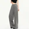 Pantalones de pierna ancha estrecha color rosa para mujer, verano, finos, holgados, de seda helada, casuales, de cintura alta, Tencel, algodón, largos