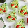 Caja Navideña para Pastel 2025 Árbol de Navidad Transparente Mousse de Crema de Fresa Caja de Empaque Caja de Empaque para Postres Horneados