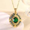 2024 nueva joyería Zhuang Shengsheng cobre chapado en oro simulación corindón ovalado traje dorado piedra principal femenina 10*12
