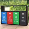 Cubos de Basura Clasificados Galvanizados para Residuos Húmedos y Secos, Uso en Parques, Calles, Municipales, Contenedores de Reciclaje Grandes de Acero Inoxidable con Ruedas para Exteriores