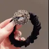 Elegante Scrunchie Negro Plisado con Aleación de Alta Elasticidad para el Cabello, Sencillo Sujetador de Cola de Caballo, Banda para Moño