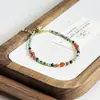 Pulsera de Piedra Natural de Color Retro Hecha a Mano con Cuentas Diseño de Nicho Pulsera Completa de Acero de Titanio Pulsera de Perlas Turquesas