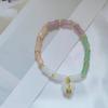 Pulseira de Jade de Seda Dourada Natural com Contas de Abóbora Multicores, Pulseira de Nó de Bambu, Pingente de Gota d'Água, Pulseira Estilo Casal, Estilo Étnico