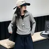 Conjunto de dos piezas para niña de moda primavera y otoño: sudadera con capucha a rayas y media cremallera y pantalones de pierna ancha