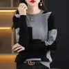 Suéter Pulôver Tricotado 100% Lã Gola Redonda Estilo Coreano Cor Sólida Blocos de Cor Intársia Slim-fit Slim-fit para o Trabalho Outono Novo