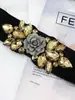 Falda de Cintura Sello de Rosa con Decoración de Diamantes para Mujer Transfronteriza Europea y Americana, Top con Cinturón Elástico Negro Ancho